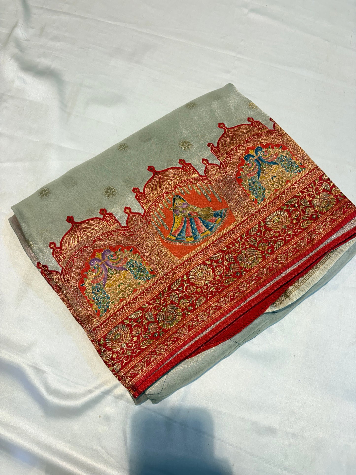 PURE BANARASI GEORGETTE SAREE WITH PASHMINAA BORDER