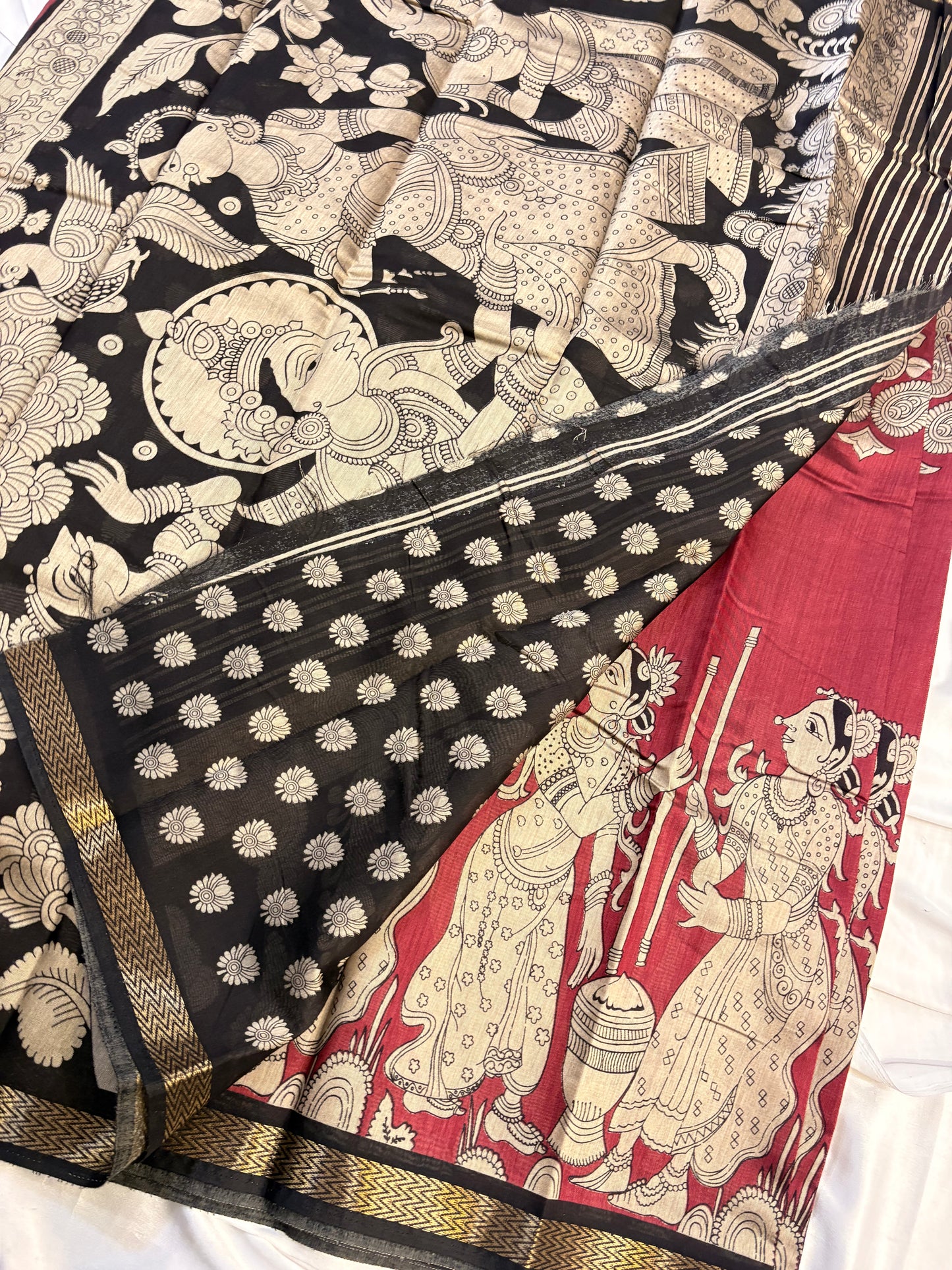 SOFT COTTON SAREE WITH KALAMKARI PRINT