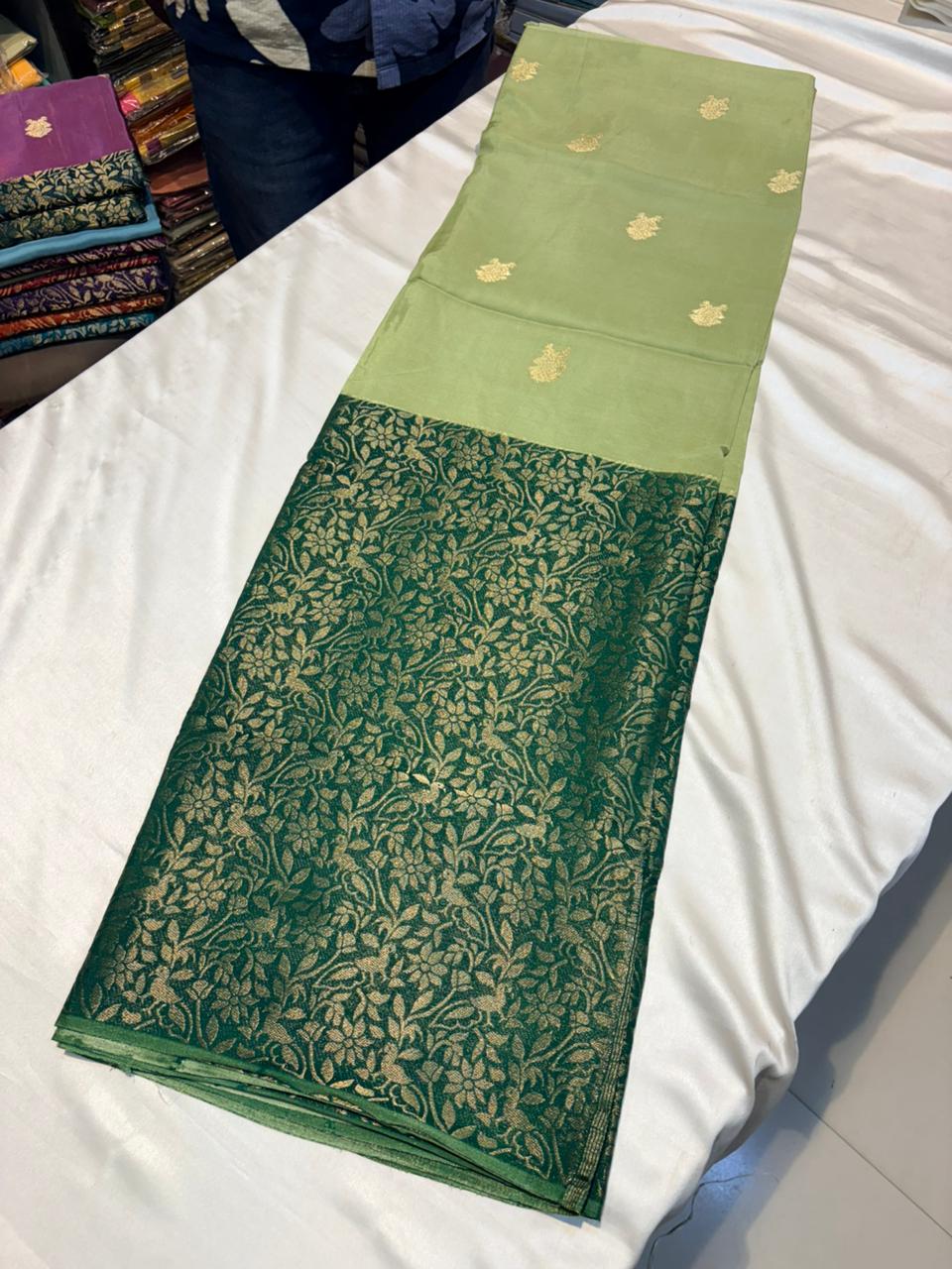 PREMIUM MOUNGA CREAPE SILK HALF & HALF PATTERN