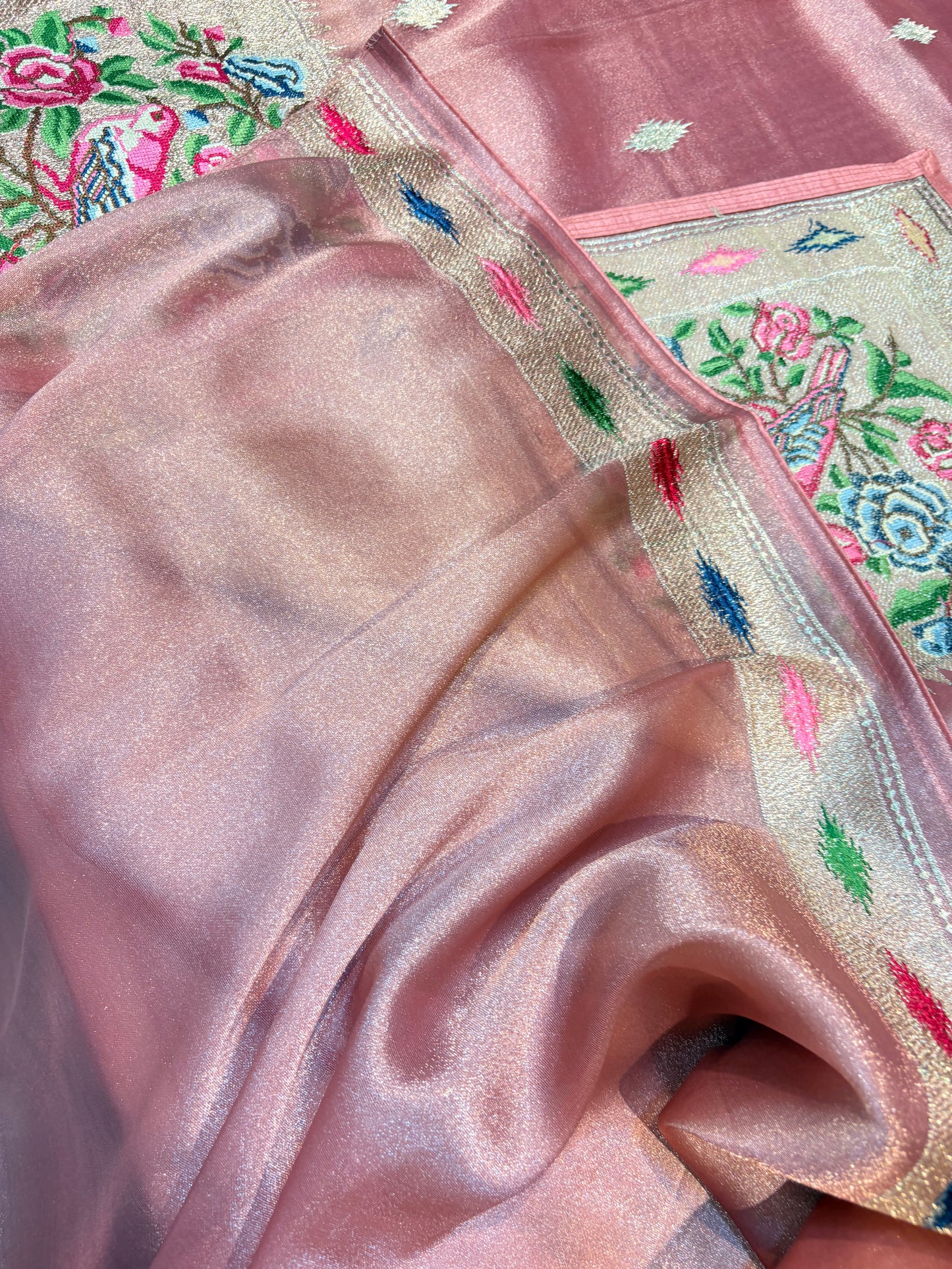 PURE SOFT TISSUE SAREE WITH EMBROIDERRY WORK