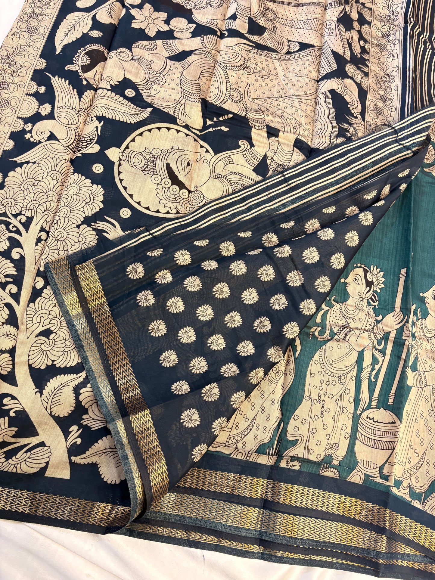 SOFT COTTON SAREE WITH KALAMKARI PRINT