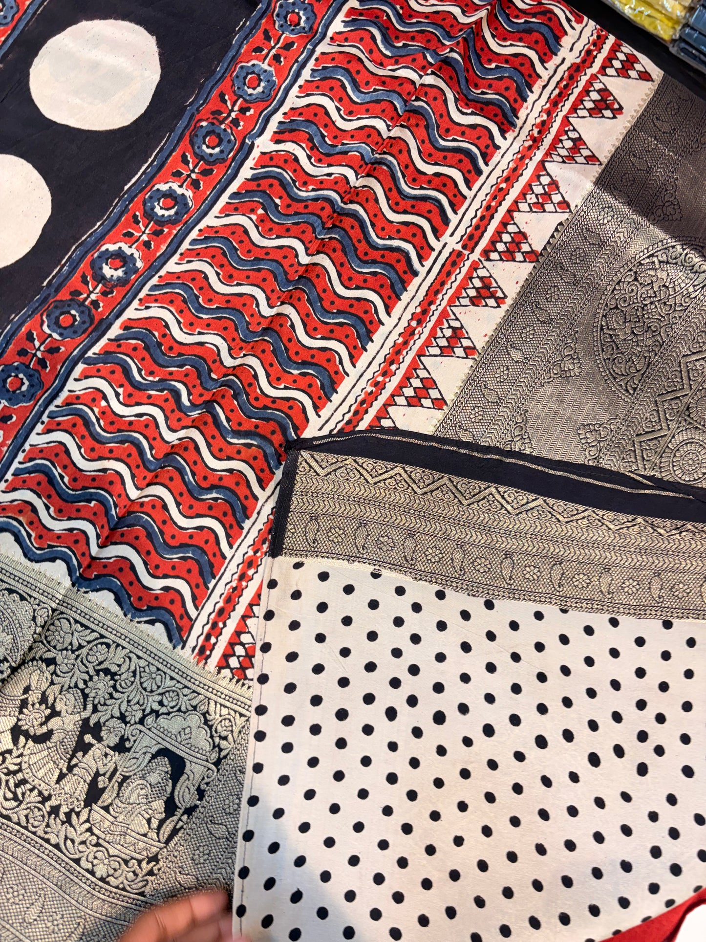 AJRAKH BLOCK PRINTED SAREES
WITH BANARASI BORDER