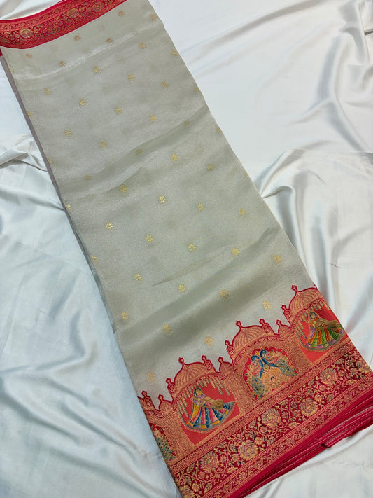 PURE GEORGETTE SAREE WITH PASHMEENA BORDER