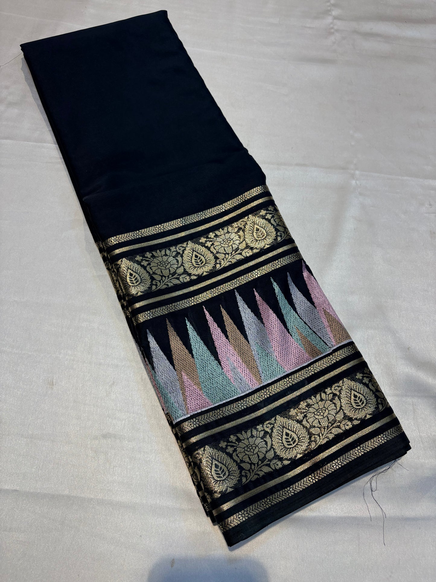 SEMI MYSORE SILK SAREE WITH EMBROIDERY WORK