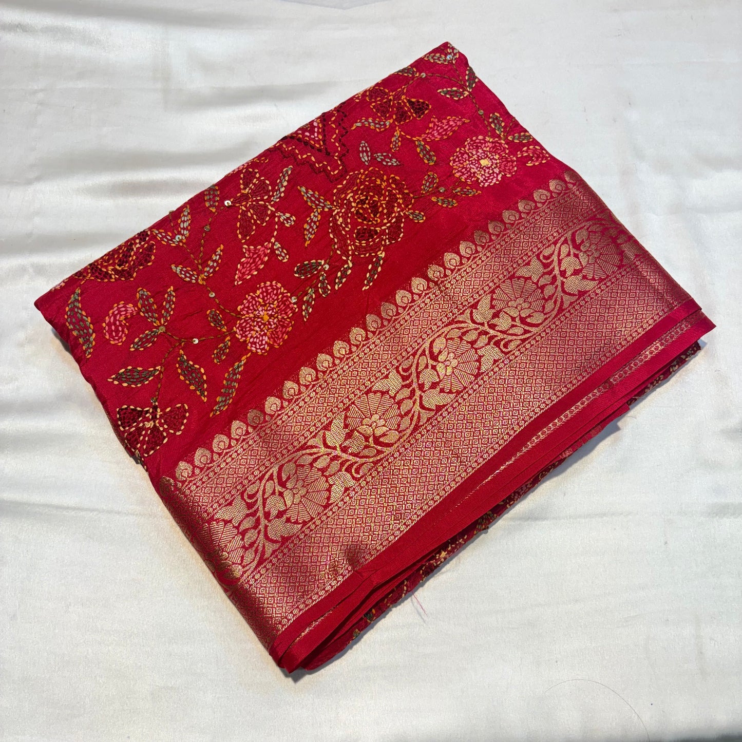 PREMIUM SOFT MOUNGA SILK WITH FRENCH KNOT WORK