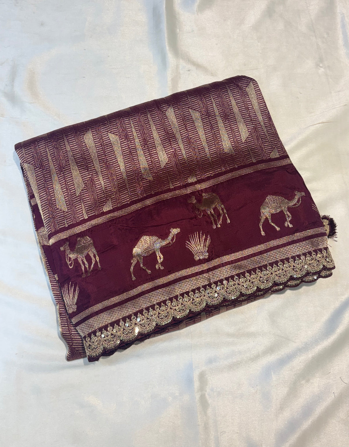 PREMIUM DESIGNER HO CREAPE SILK SAREE WITH LACE BORDER