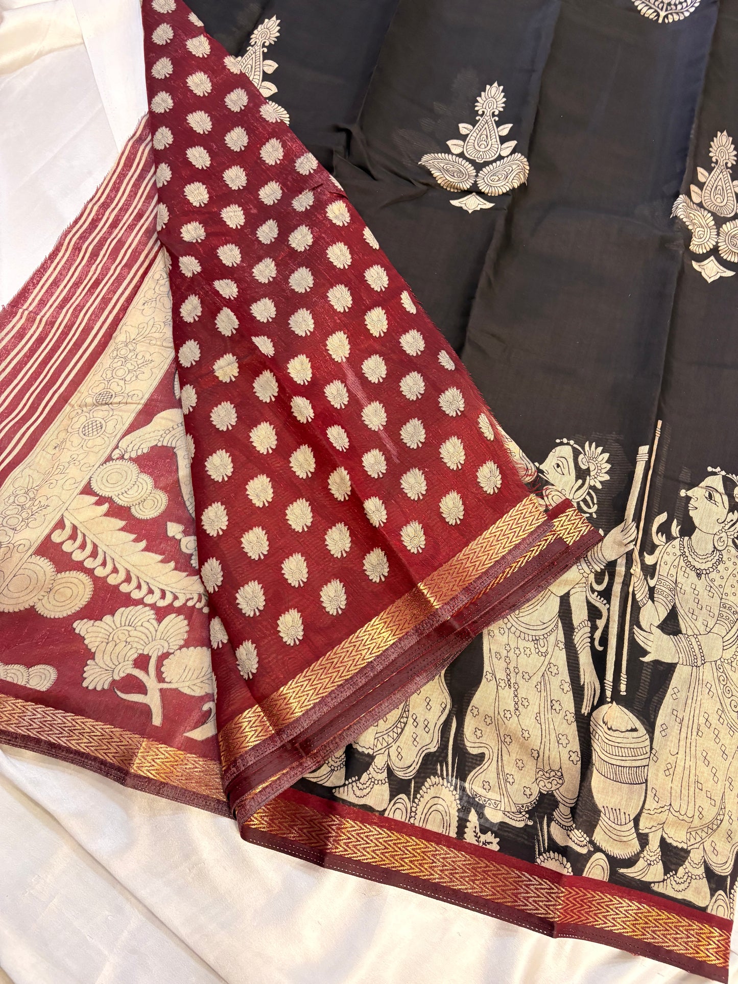 SOFT COTTON SAREE WITH KALAMKARI PRINT