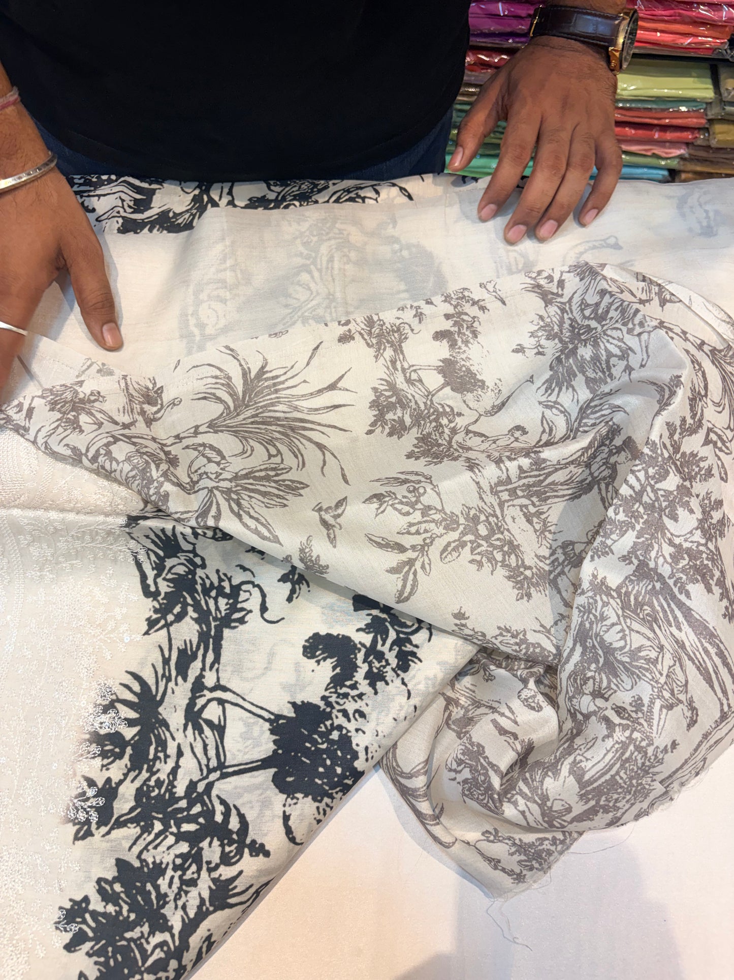 PREMIUM PRINTED MOUNGA CREAPE SILK SAREE WITH WORK BORDER