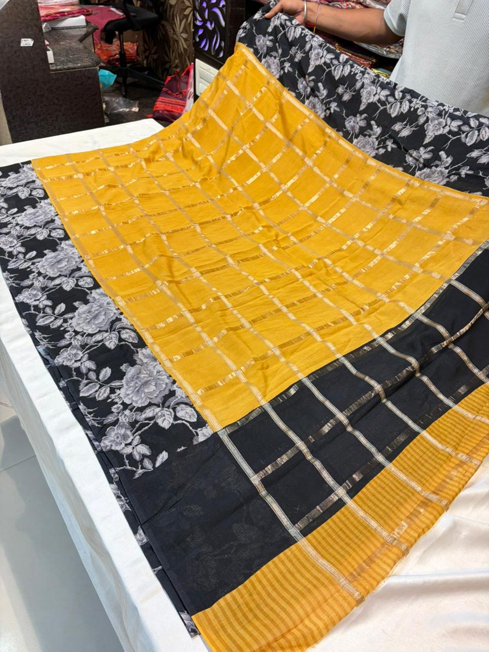PREMIUM SOFT GHARCHOLA COTTON SAREE WITH FLORAL BORDER