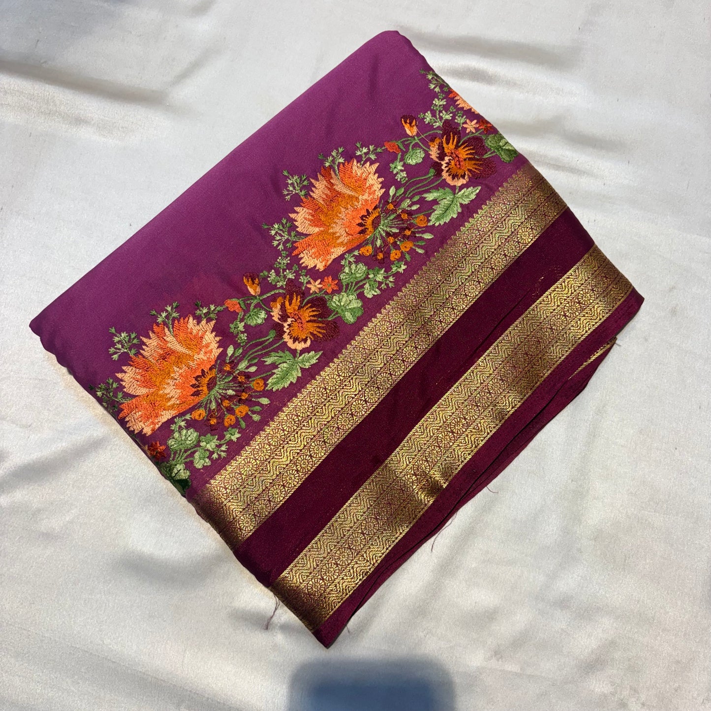 SEMI MYSORE SILK SAREE WITH EMBROIDERY SAREE