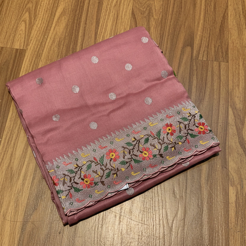 TUSSUR SILK SAREE WITH EMBROIDERY WORK