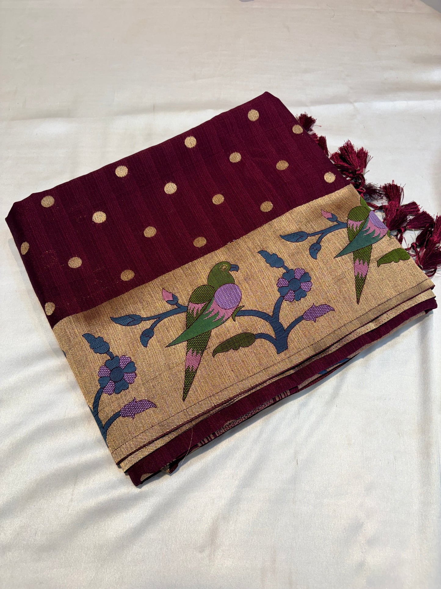 SOFT DUPION SILK SAREE WITH MEENA BORDER