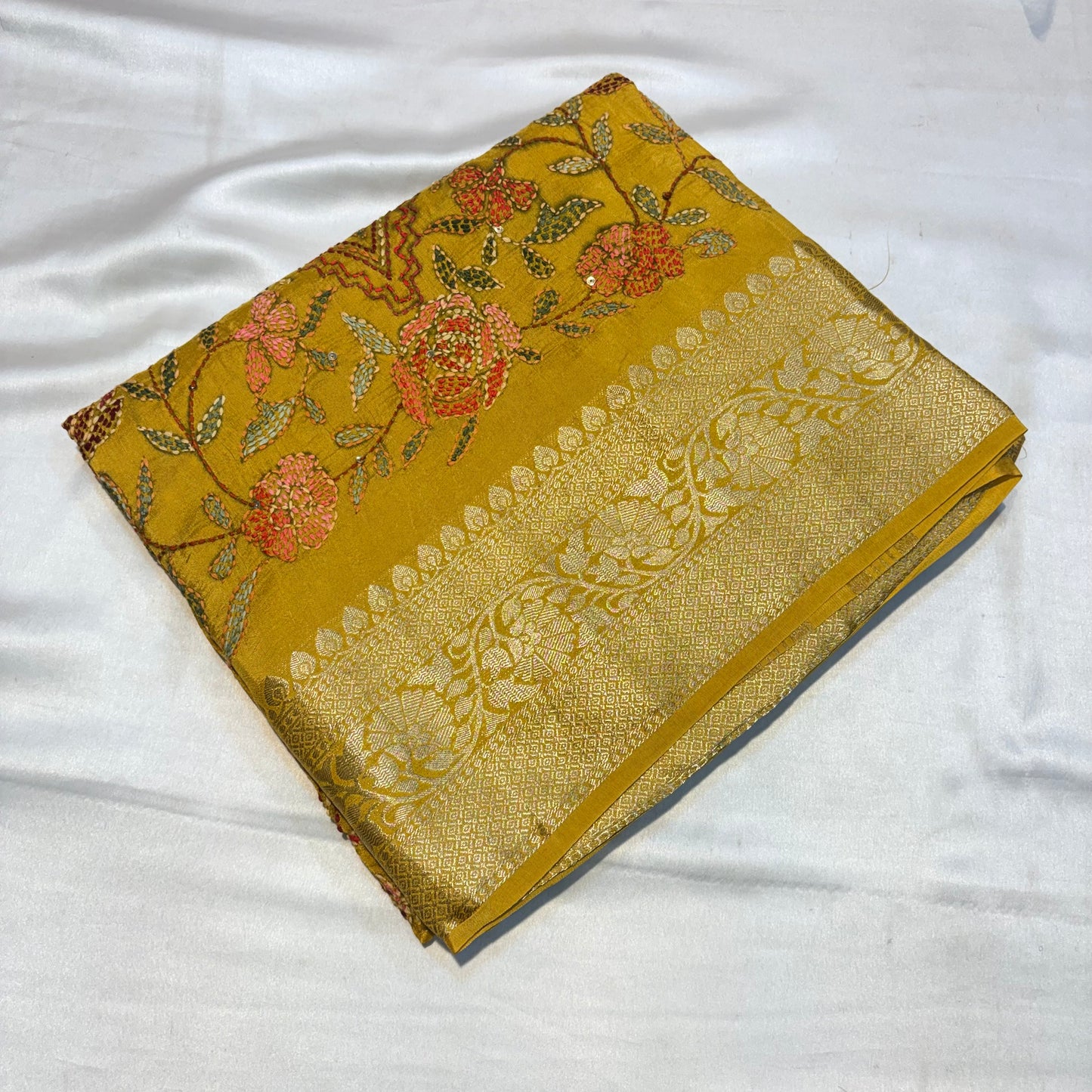 PREMIUM SOFT MOUNGA SILK WITH FRENCH KNOT WORK