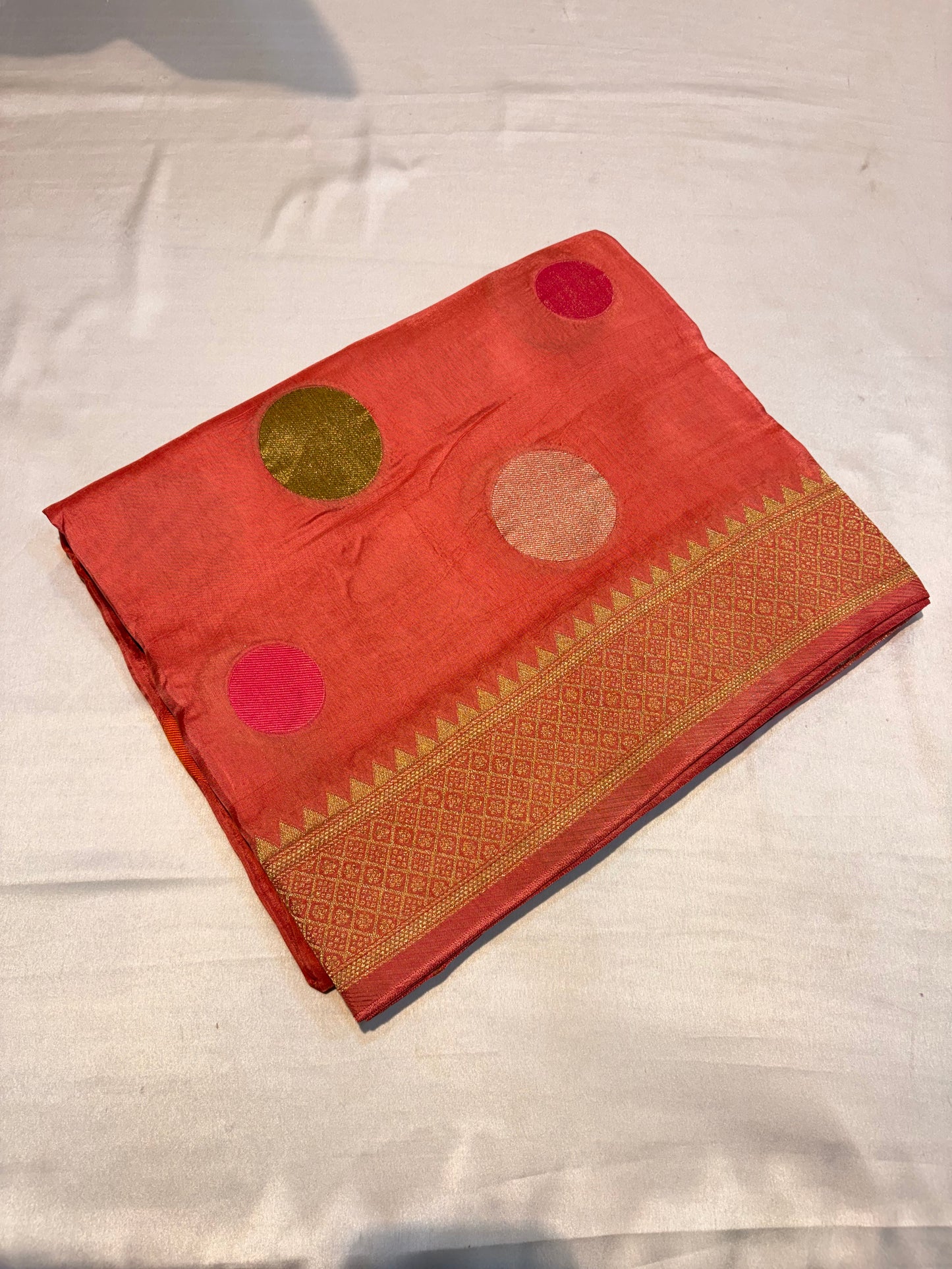 PREMIUM MOUNGA CREAPE SILK WITH POLKA DOTS WEAVING