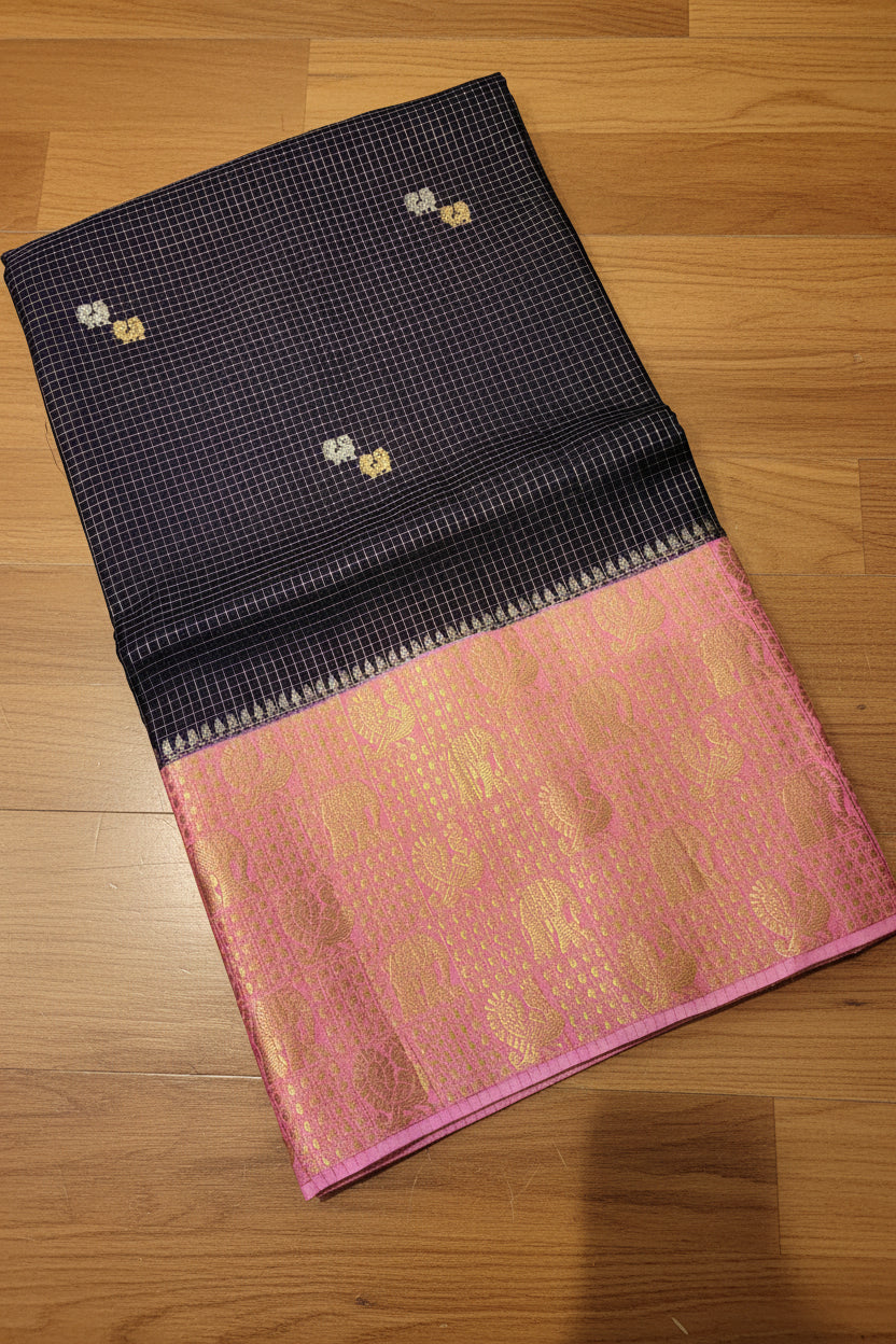 PREMIUM CHECKS VISCOSE SILK SAREE