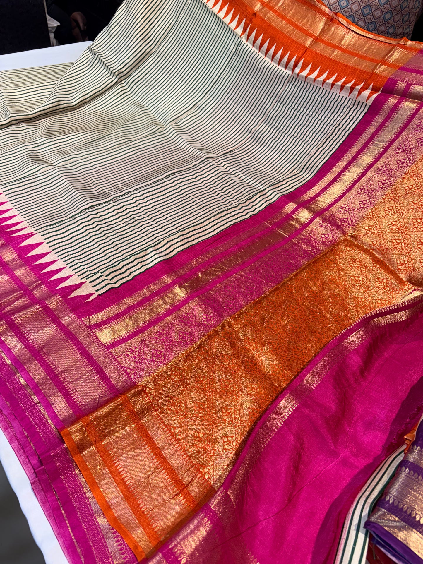 SOFT CHANDERI DOLA SAREES WITH GANGA YAMMUNA BORDER
