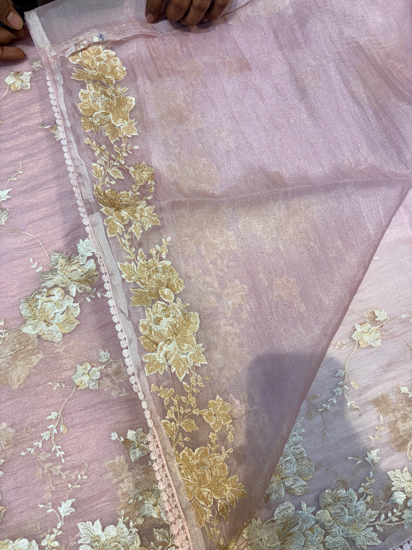 SOFT FANCY SAREE WITH APPLIQUE WORK