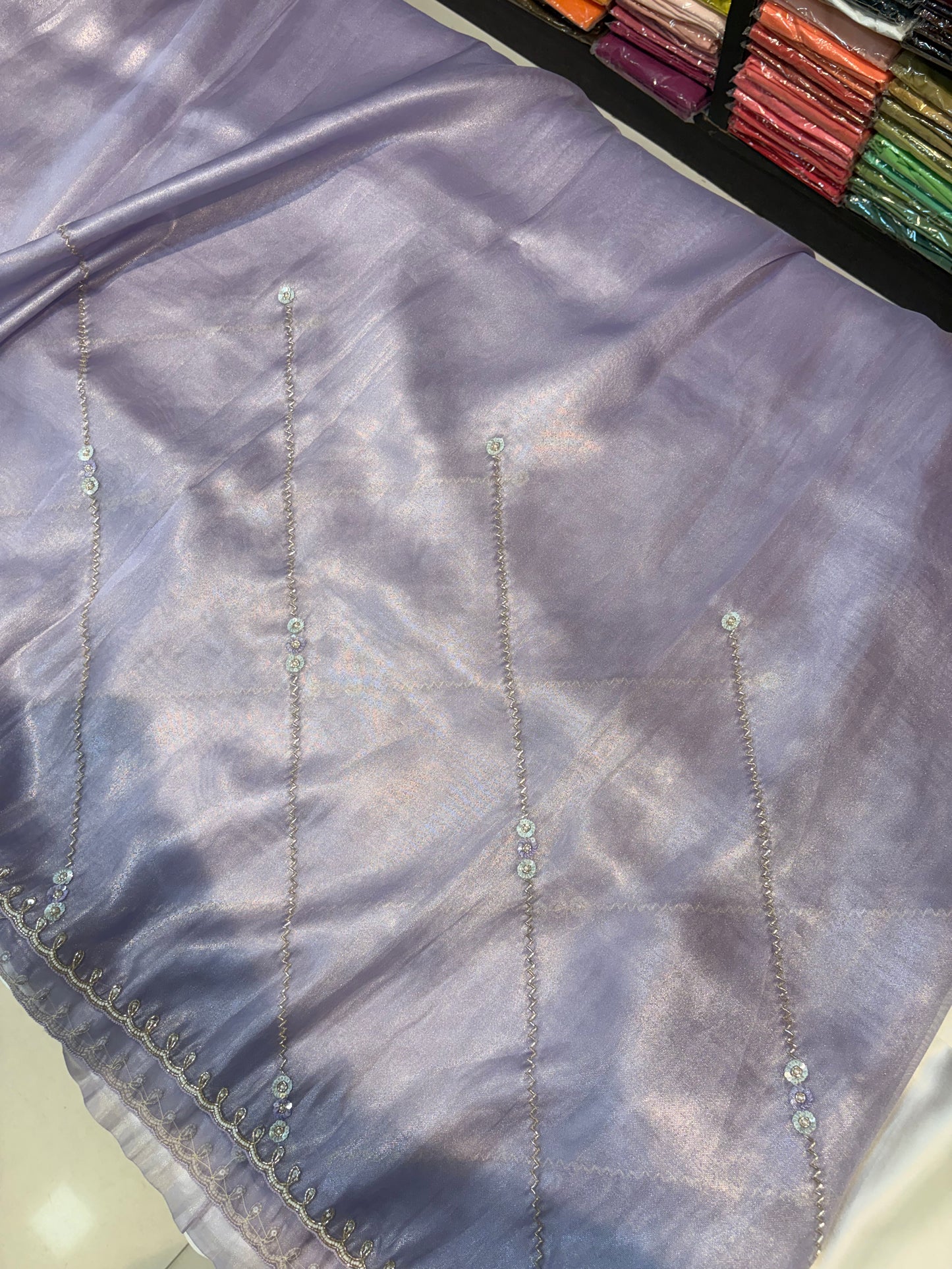 SOFT GEORGETTE TISSUE SAREE WITH HANDWORK