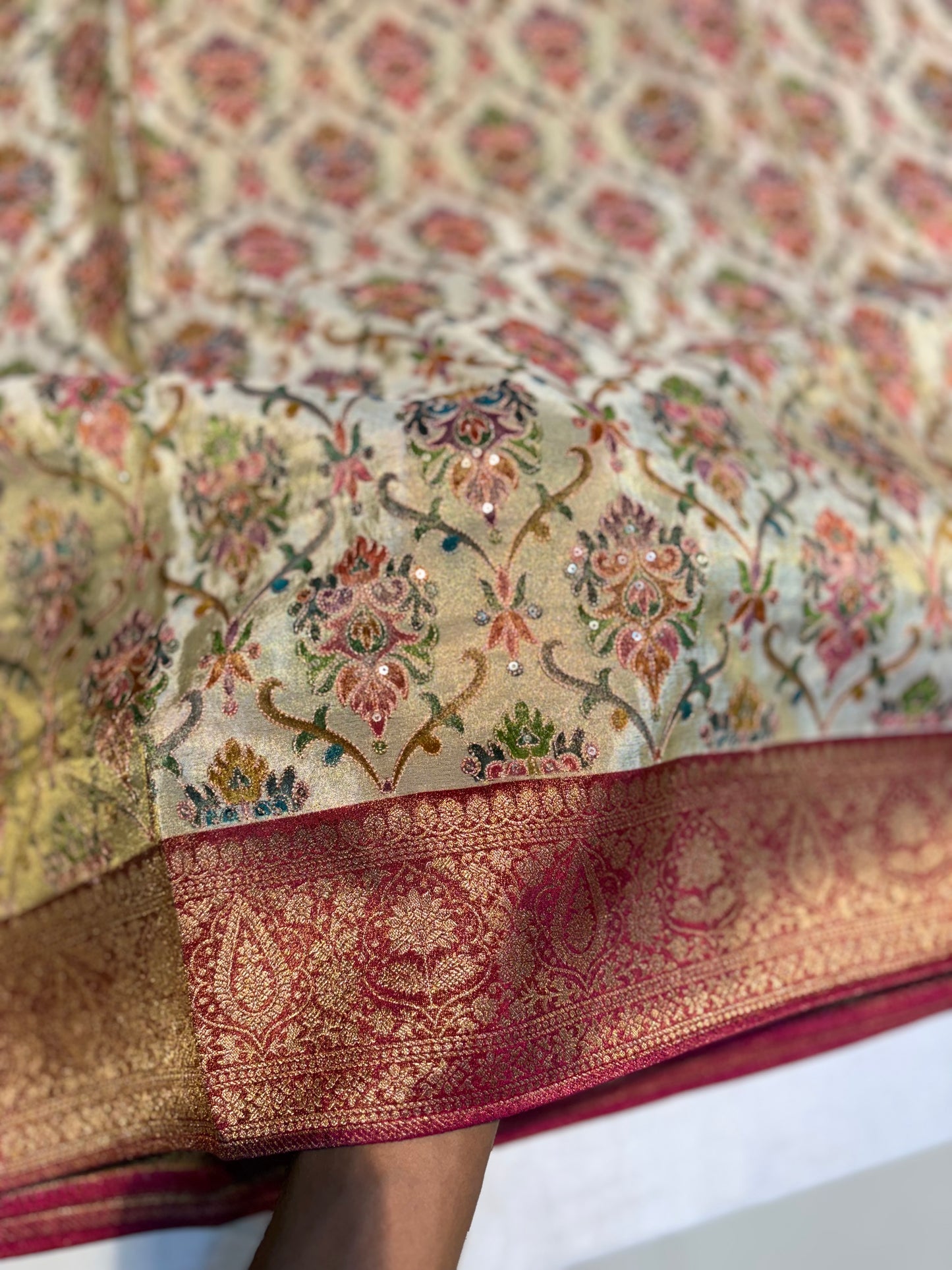 PURE PASHMEENA SILK SAREE WITH SEQUENCE WORK