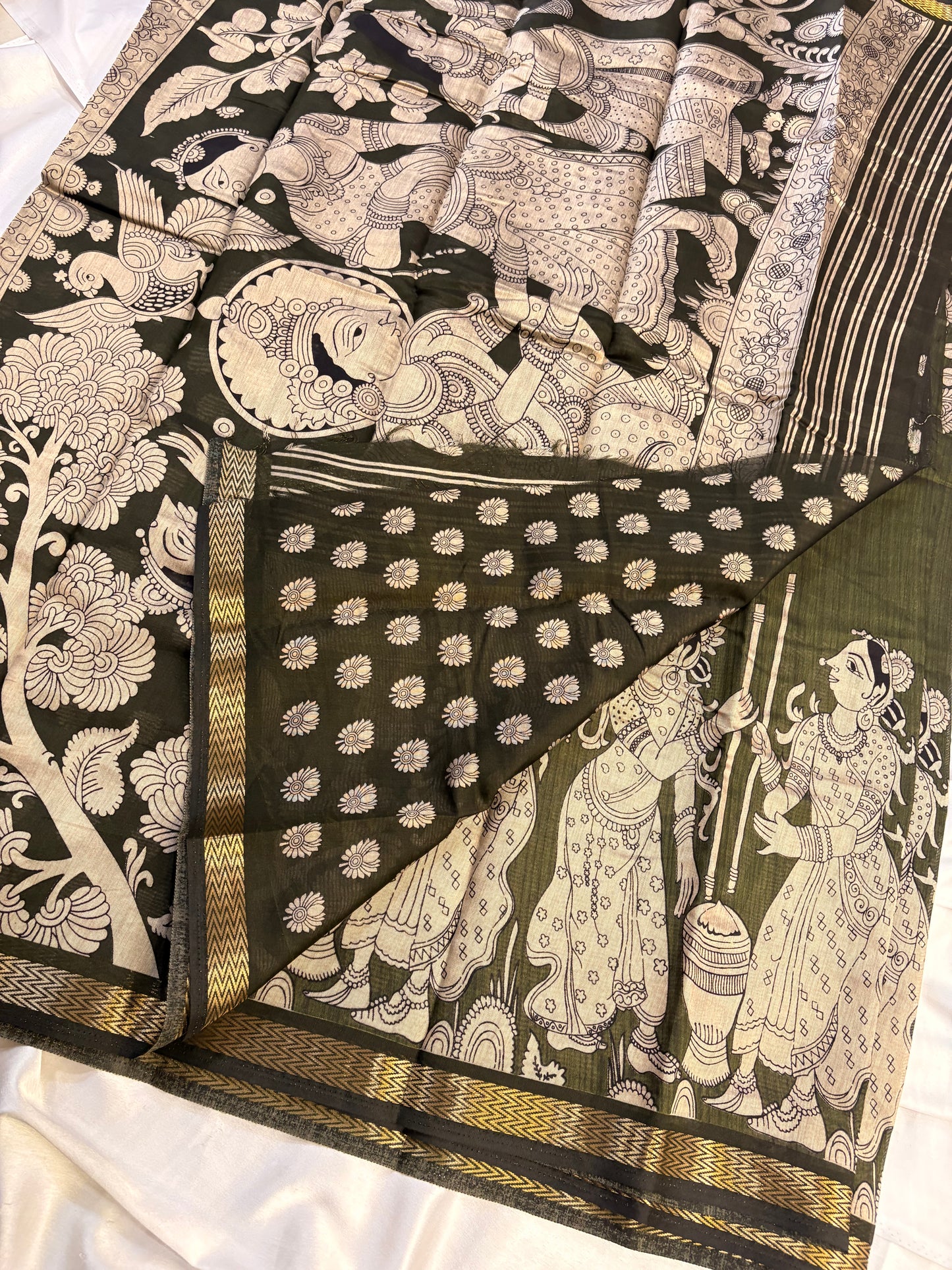 SOFT COTTON SAREE WITH KALAMKARI PRINT