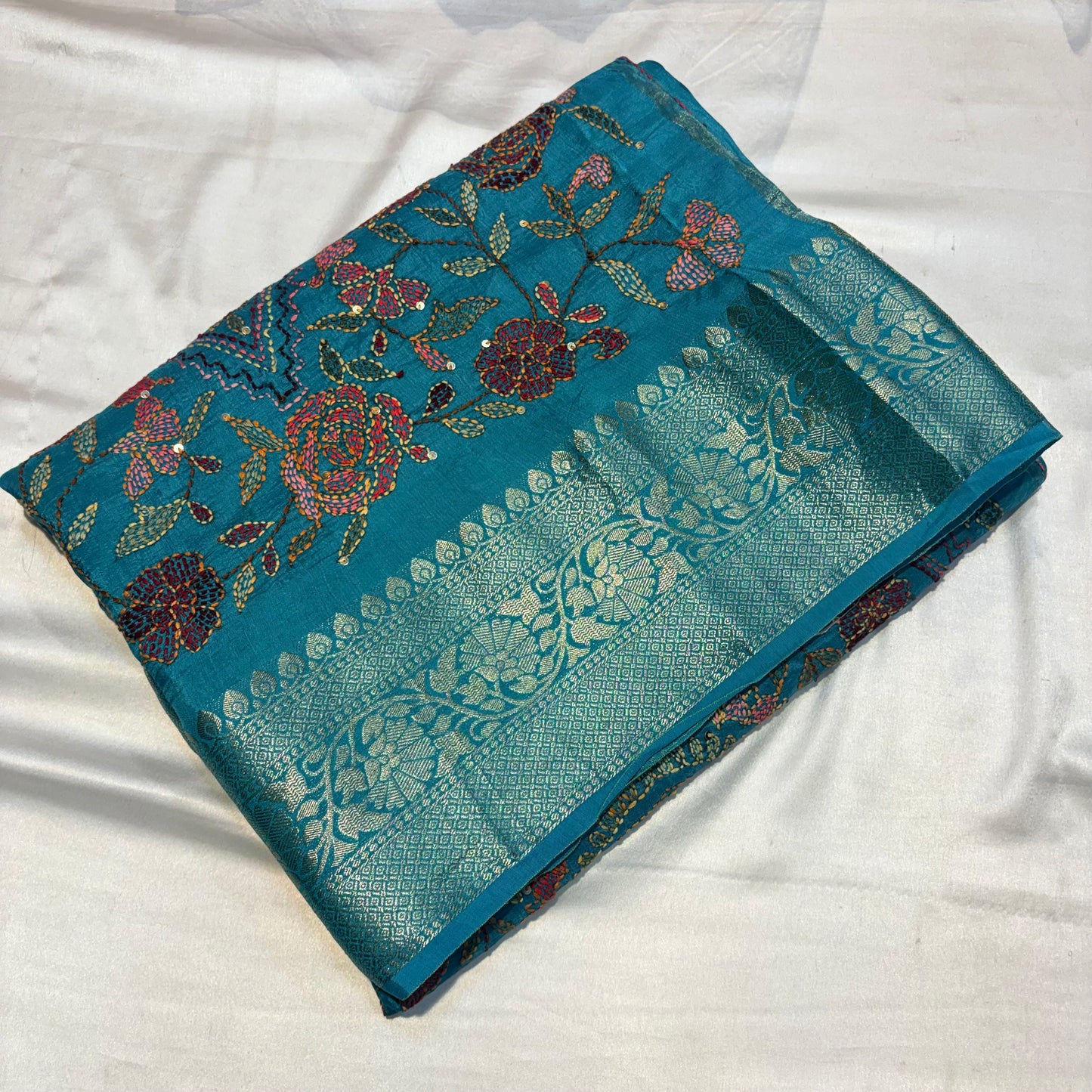 PREMIUM SOFT MOUNGA SILK WITH FRENCH KNOT WORK