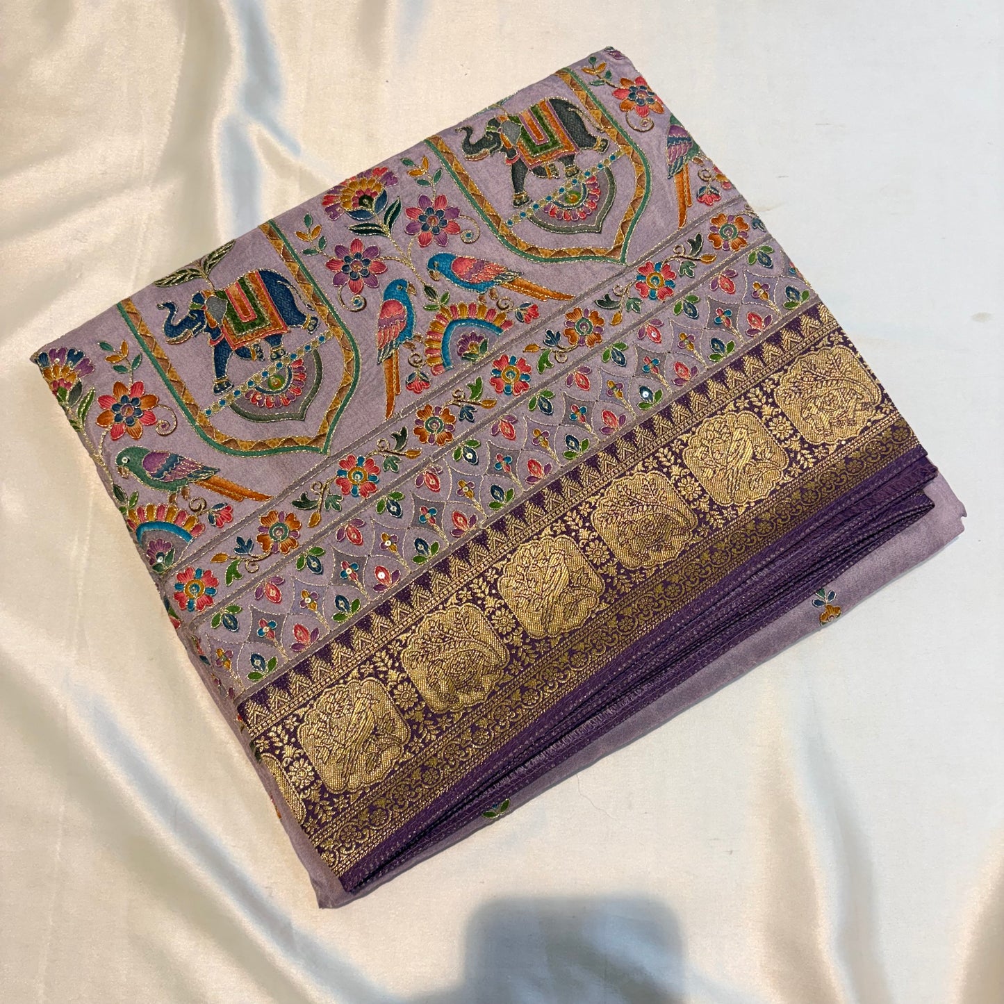 PURE PASHMINA SILK SAREE WITH KAATA WORK