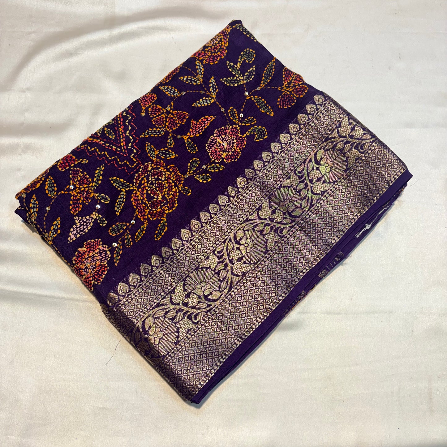 PREMIUM SOFT MOUNGA SILK WITH FRENCH KNOT WORK
