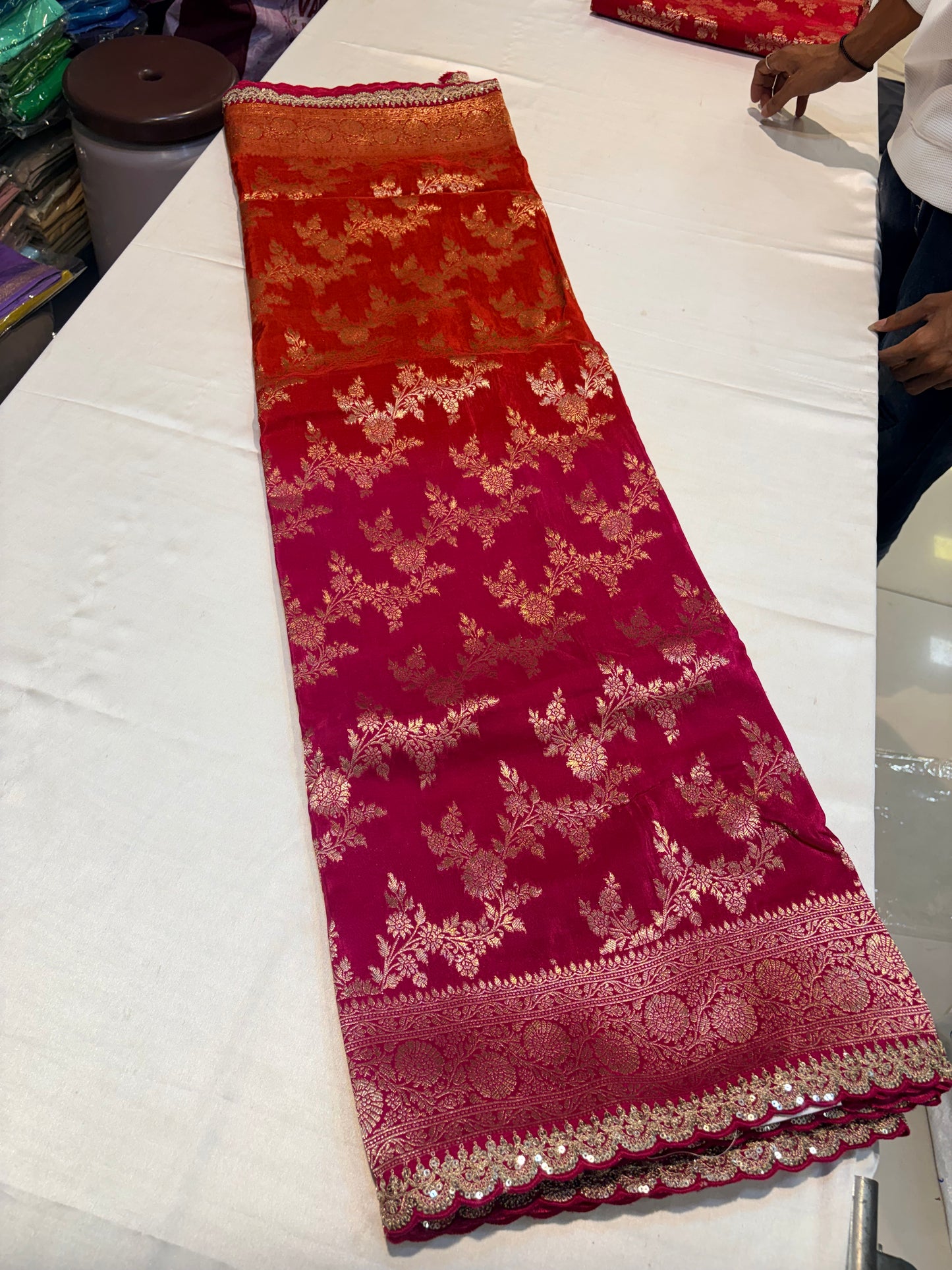 PURE SOFT ORGANZA BANARAS SILK SAREE WITH LACE BORDER