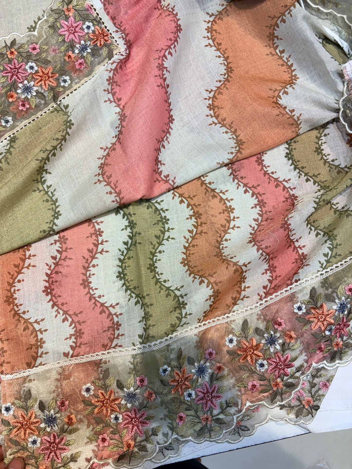 RANGKAT LENIEN COTTON SAREES WITH CUT WORK