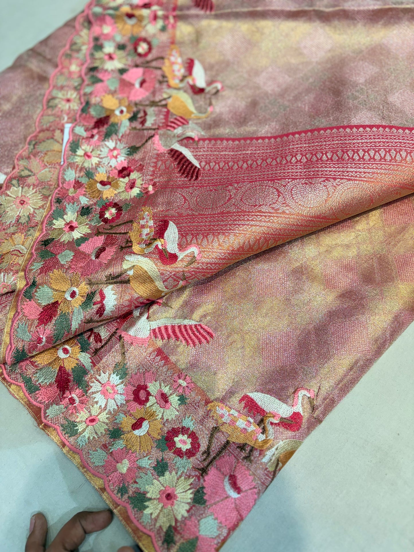 KANCHIPURAM TISSUE SILKS SAREE WITH EMBROIDERY WORK