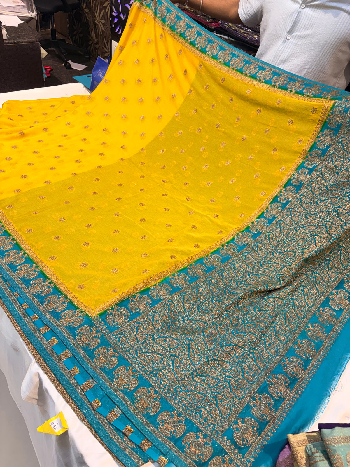 PREMIUM SEMI KHADDI GEORGETTE SAREE WITH ANTIQUE ZARI