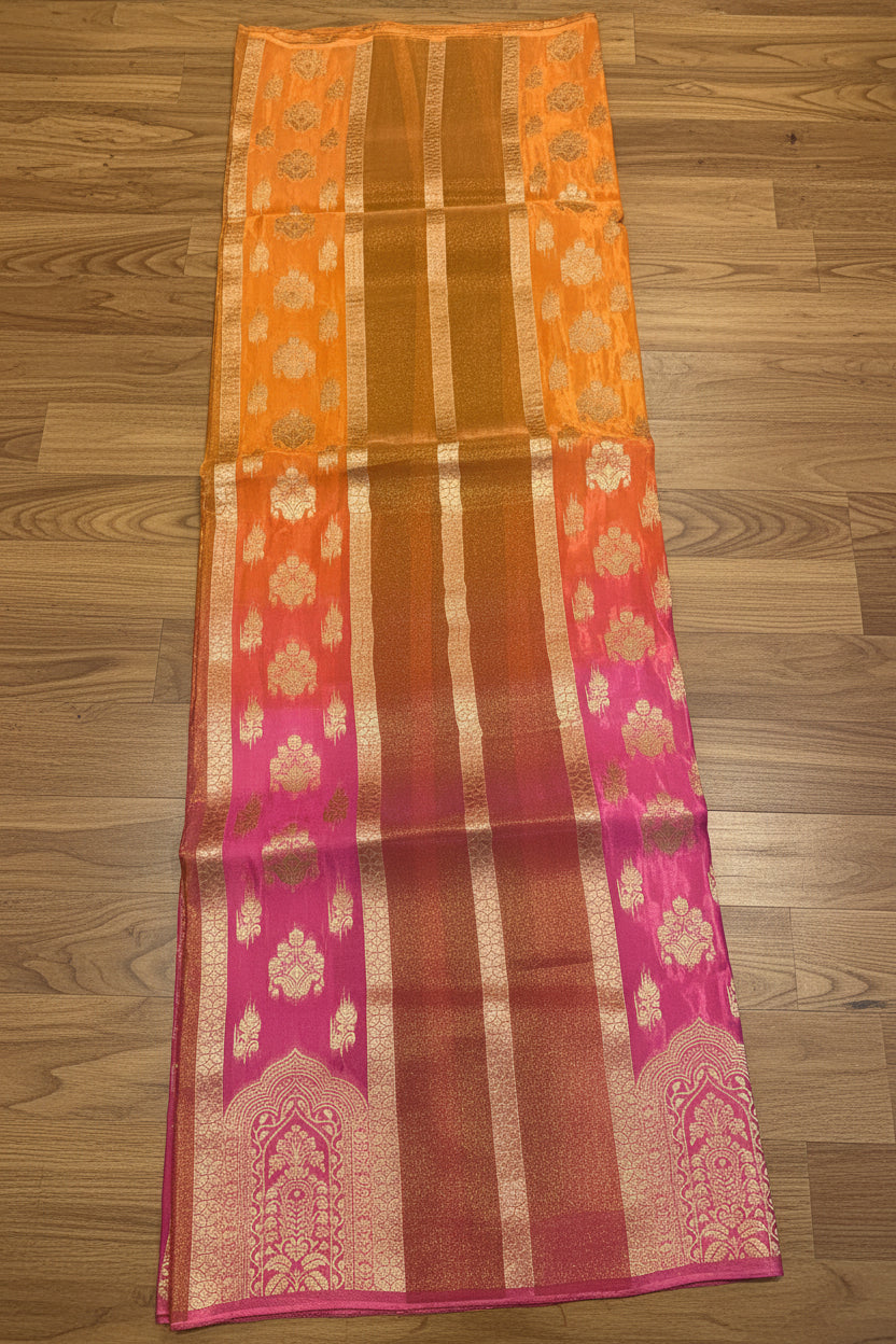 PREMIUM RAW CHINON CREAPE SAREE