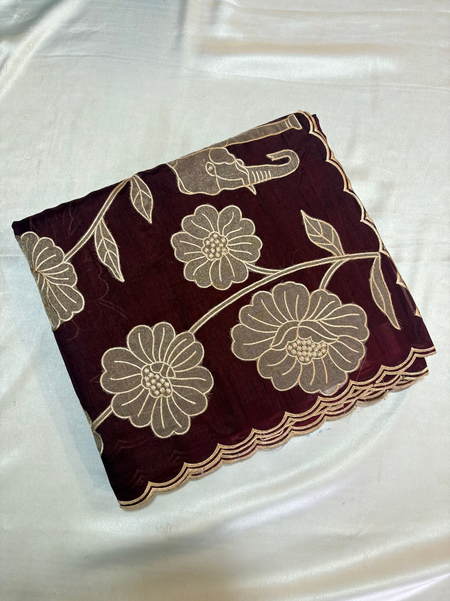 PREMIUM TUSSUR SILK SAREE WITH APPLIQUE WORK