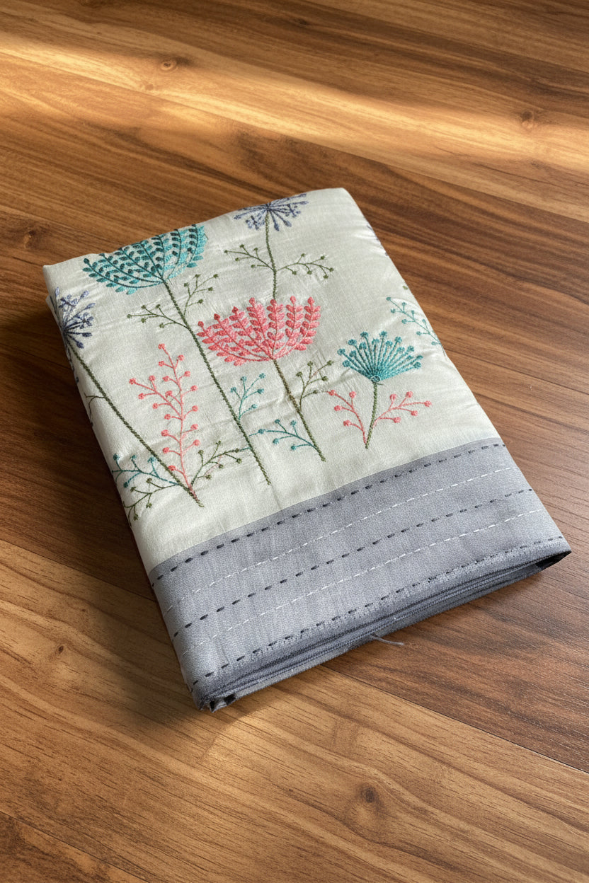 SOFT DUPION SILK WITH EMBROIDERY WORK