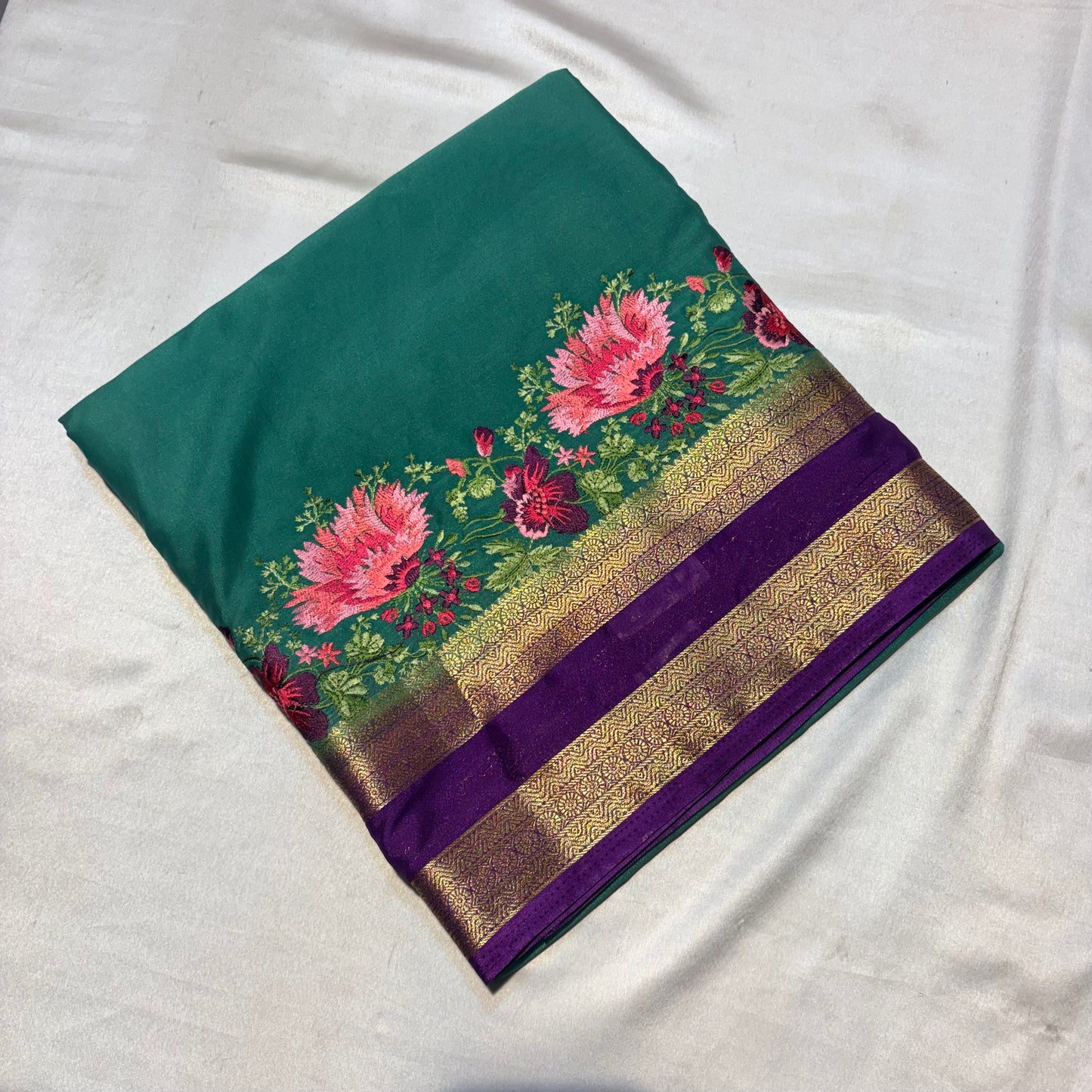 SEMI MYSORE SILK SAREE WITH EMBROIDERY SAREE