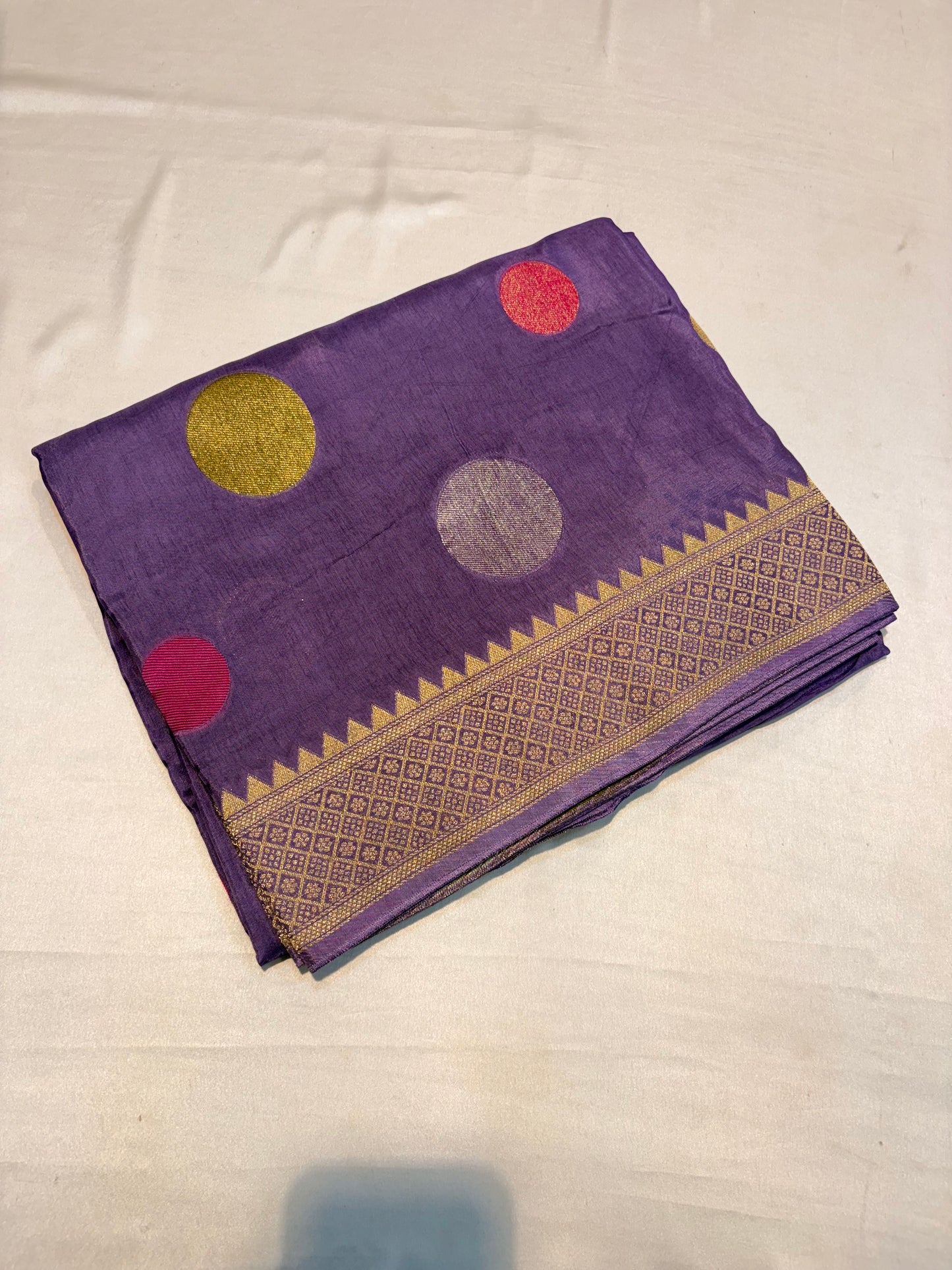 PREMIUM MOUNGA CREAPE SILK WITH POLKA DOTS WEAVING
