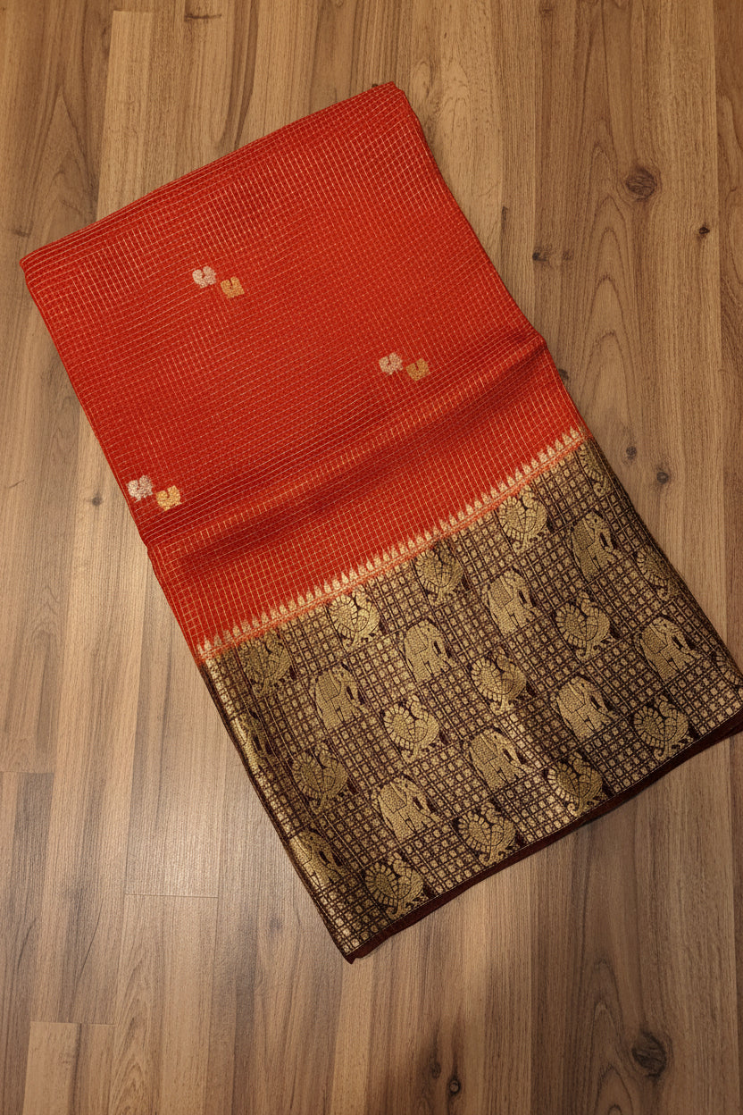 PREMIUM CHECKS VISCOSE SILK SAREE