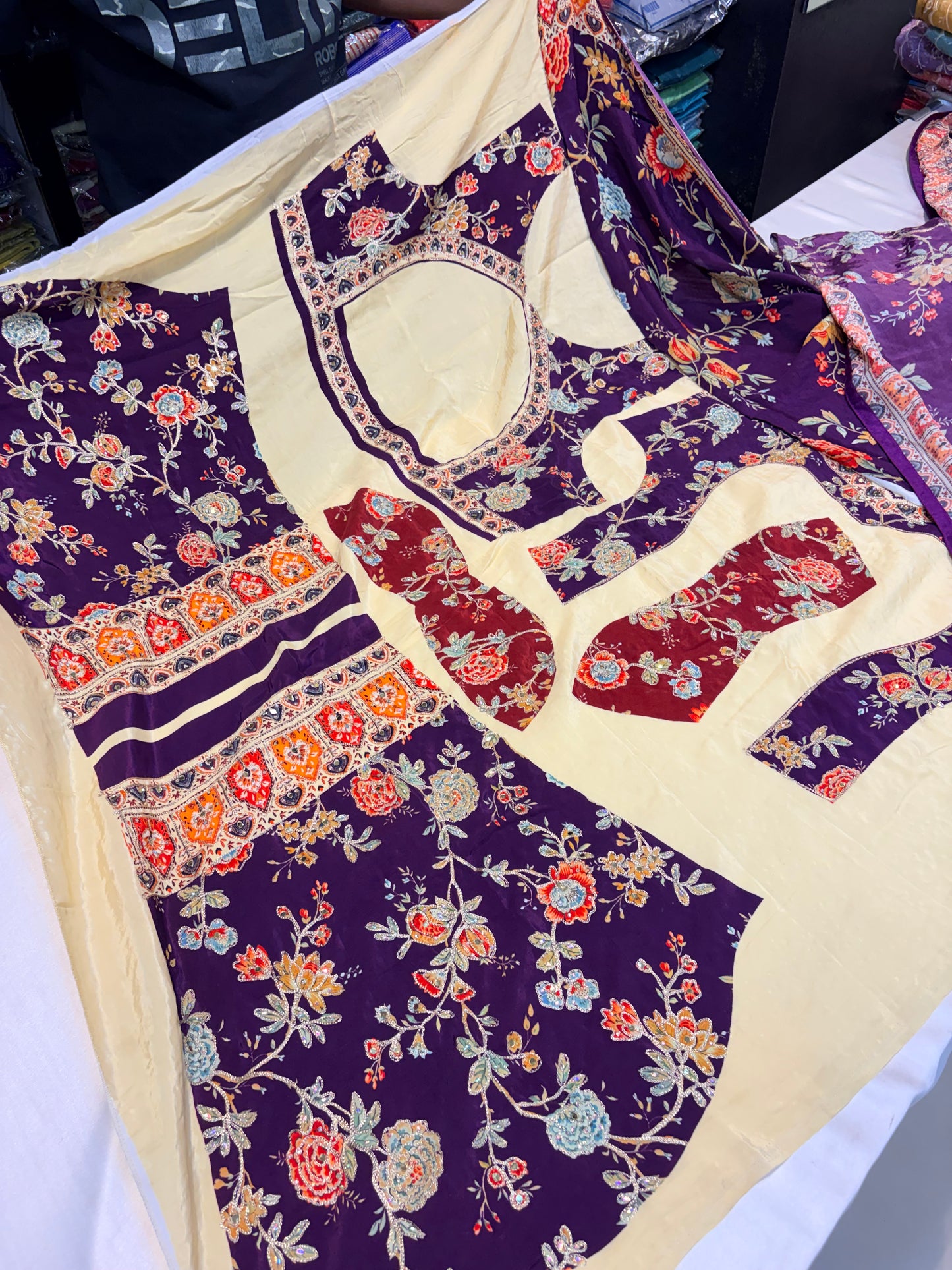 PURE PASHMEENA CREAPE SAREE WITH MIRROR WORK
