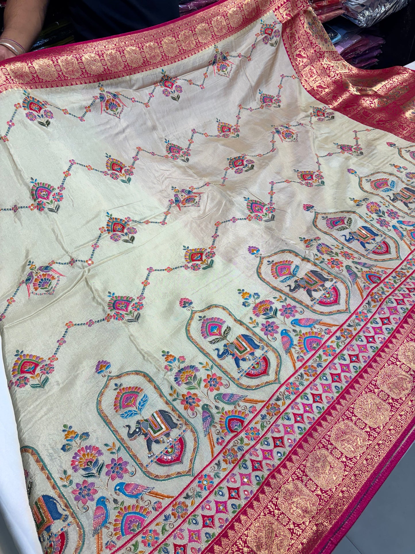 PURE PASHMINA SILK WITH KAATA WORK