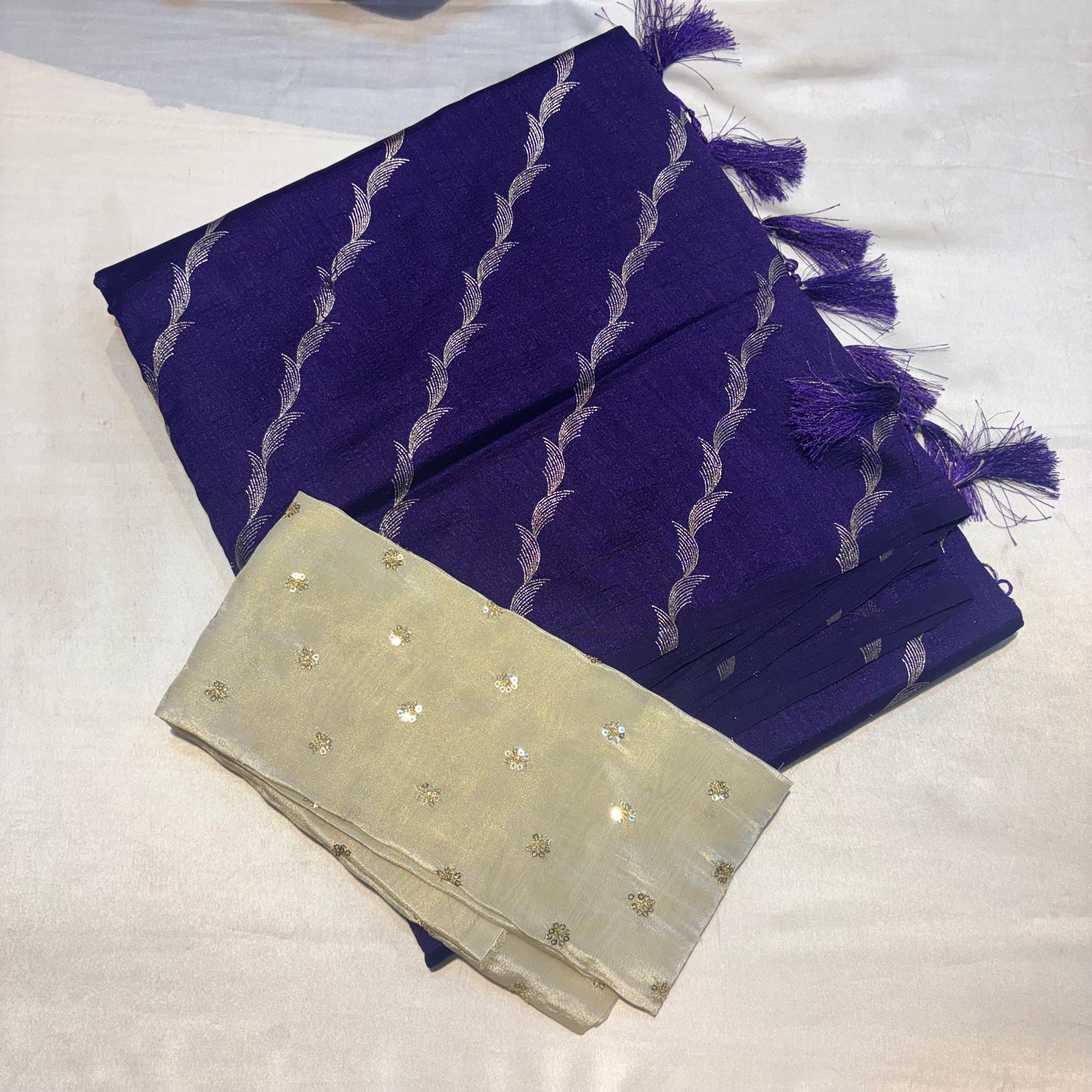 SOFT FANCY SAREE WITH WORK BLOUSE