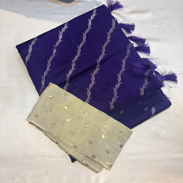 SOFT FANCY SAREE WITH WORK BLOUSE