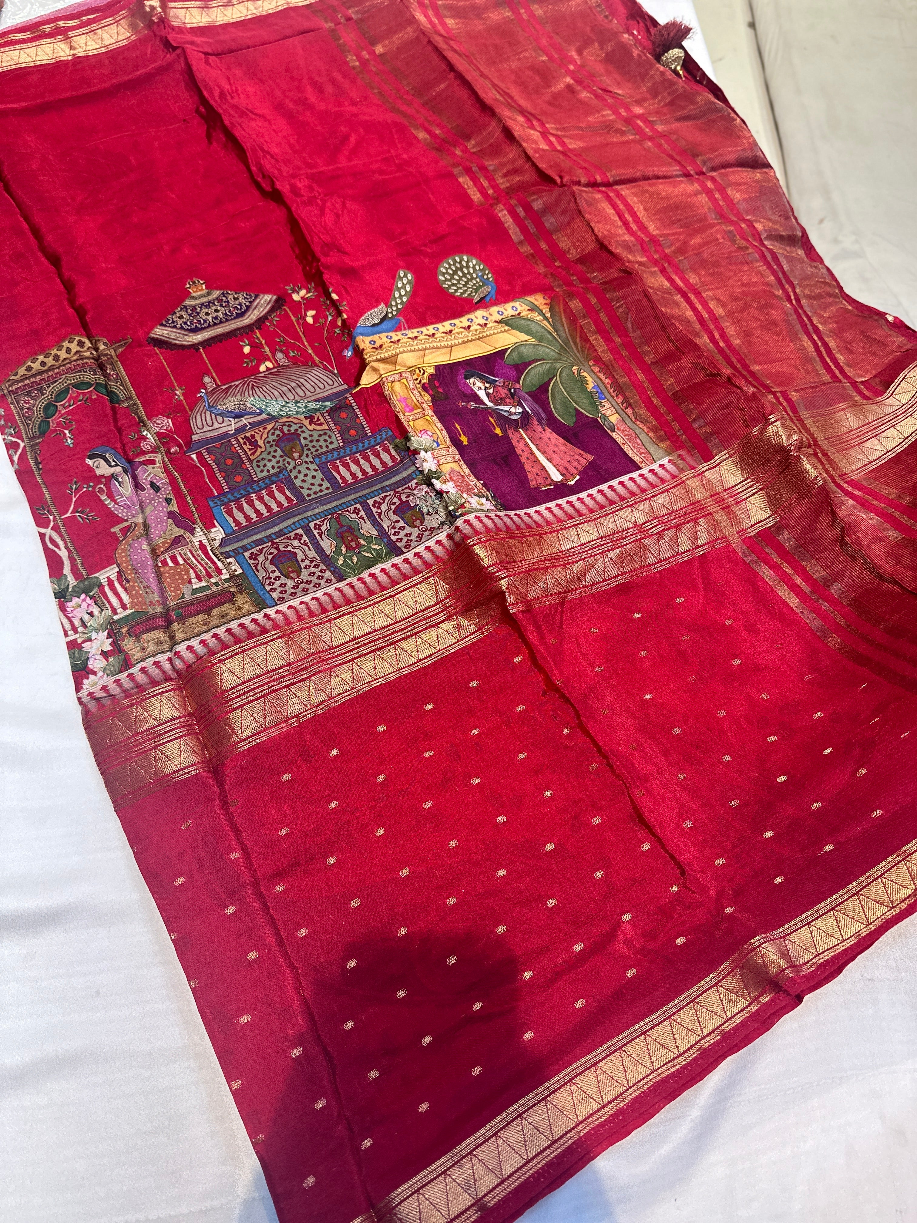 PREMIUM MOUNGA CREAPE WITH KALAMKARI PRINT