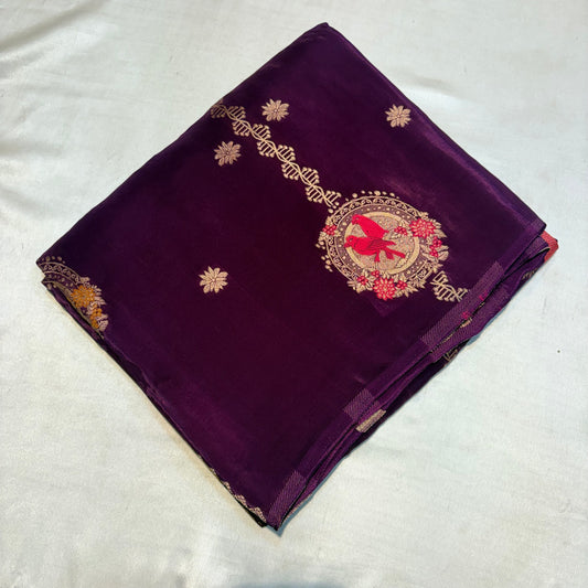 PREMIUM RAW CHINON CREAPE SAREE