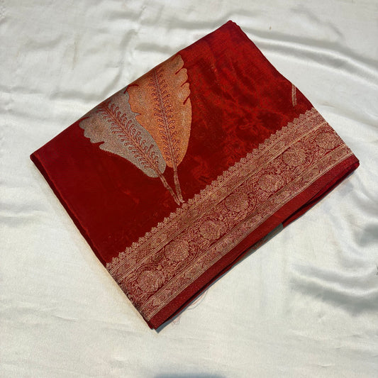 PREMIUM H.O CREAPE SILK SAREES(RED)