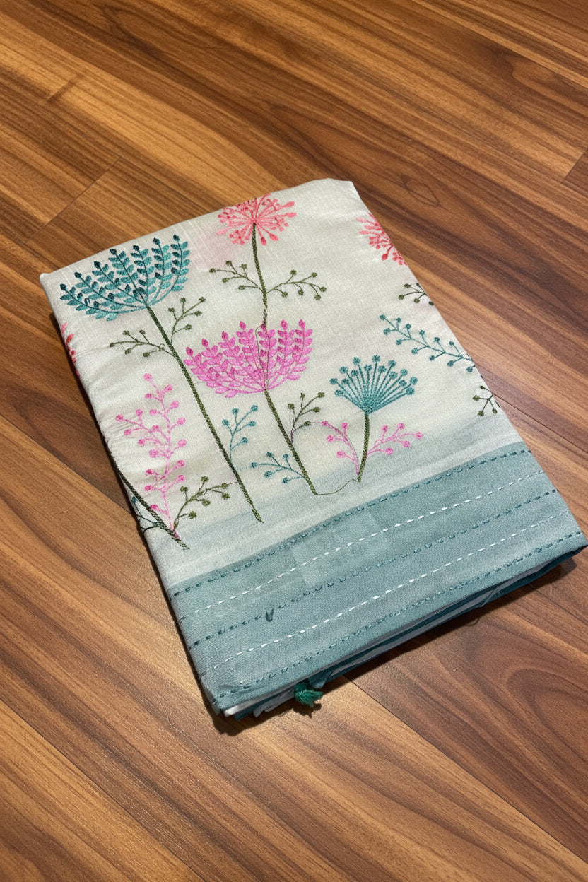SOFT DUPION SILK WITH EMBROIDERY WORK