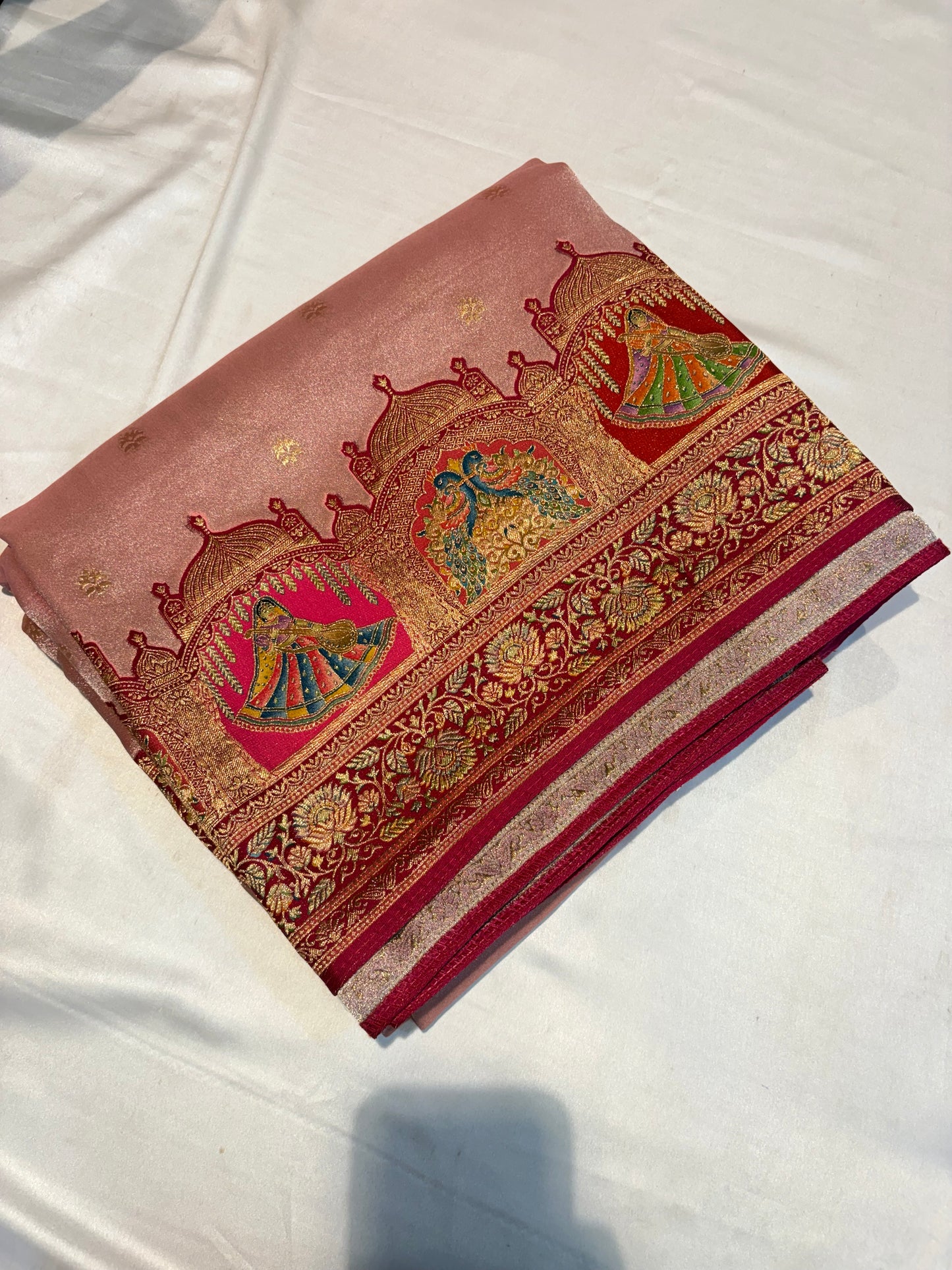 PURE BANARASI GEORGETTE SAREE WITH PASHMINA BORDER