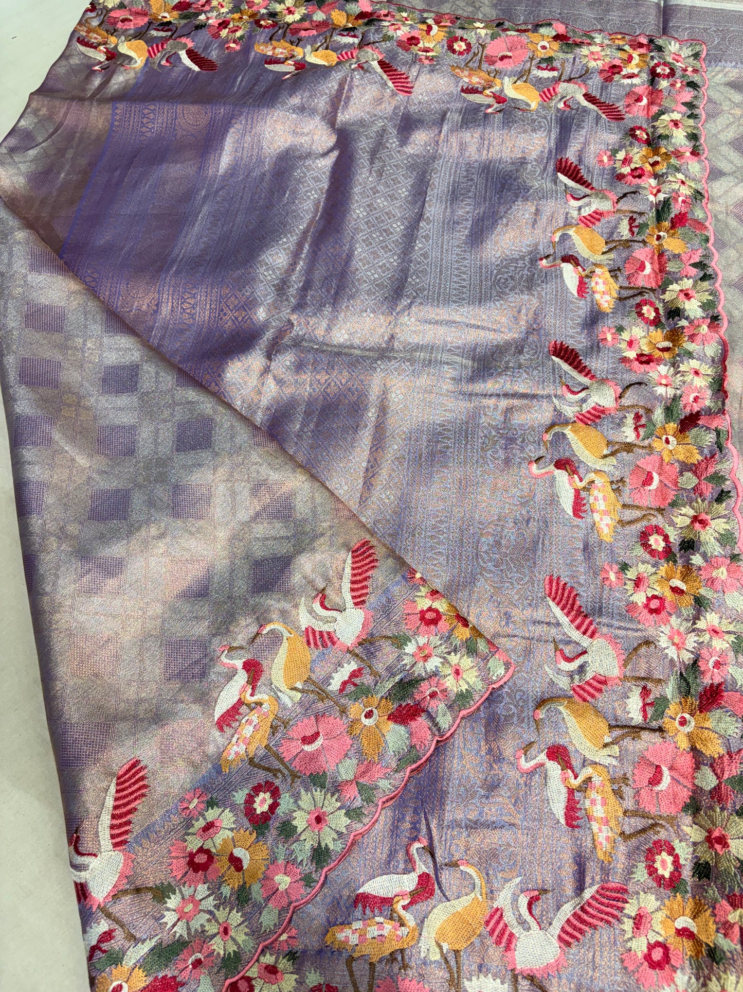 KANCHIPURAM TISSUE SILKS SAREE WITH EMBROIDERY WORK