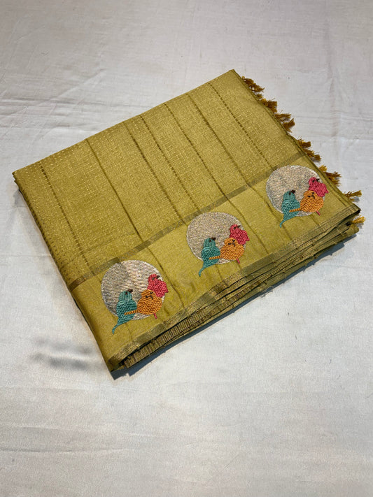 PREMIUM TUSSUR SILK SAREE WITH EMBROIDERY WORK