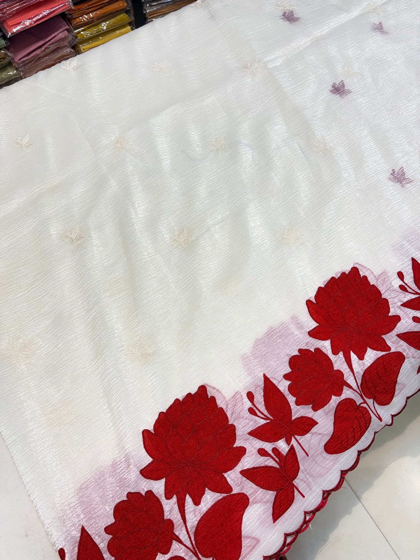 PREMIUM FANCY WEAR SAREE WITH APPLIQUE WORK