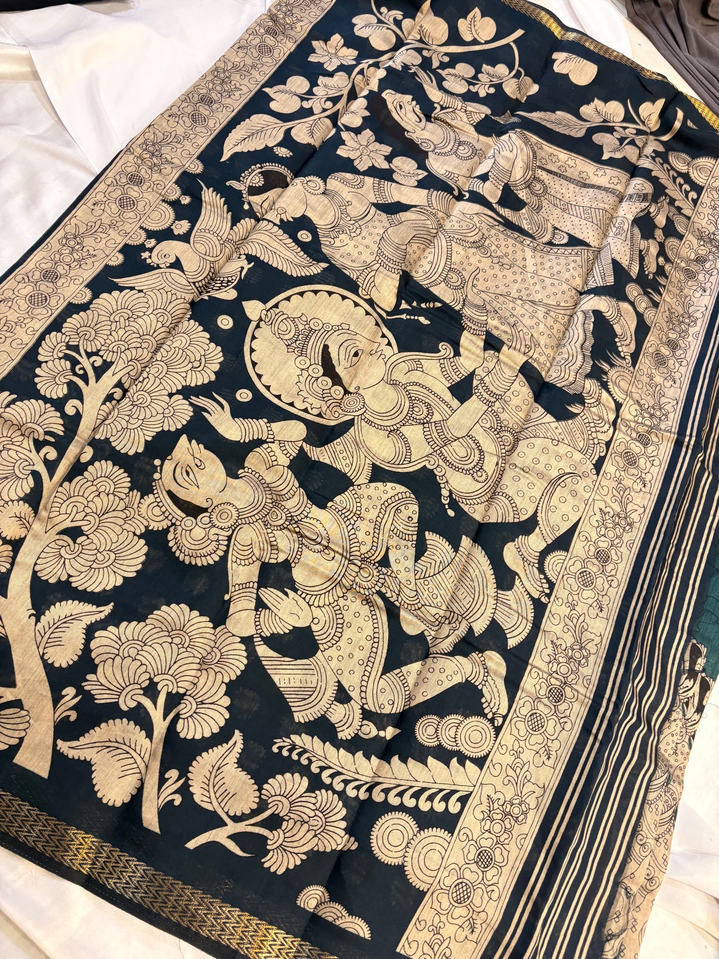 SOFT COTTON SAREE WITH KALAMKARI PRINT